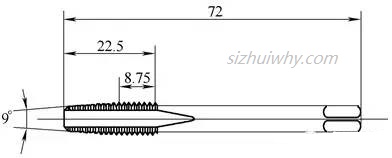 第2根丝锥的切削导向锥角修磨为9°